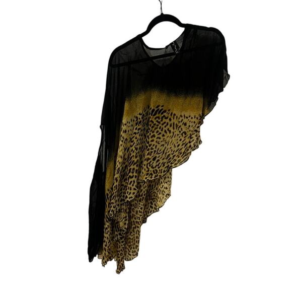 NWT Pretty Angel silk leopard & black asymmetrical top size S - Picture 2 of 7